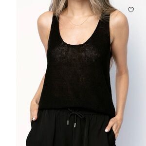 ATM Anthony Thomas Melillo 100% Linen Robe Open Knit Tank in Black